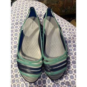 Crocs Women’s 9 Isabella Huarache Sandals Slip On Jelly Blue Teal Green
